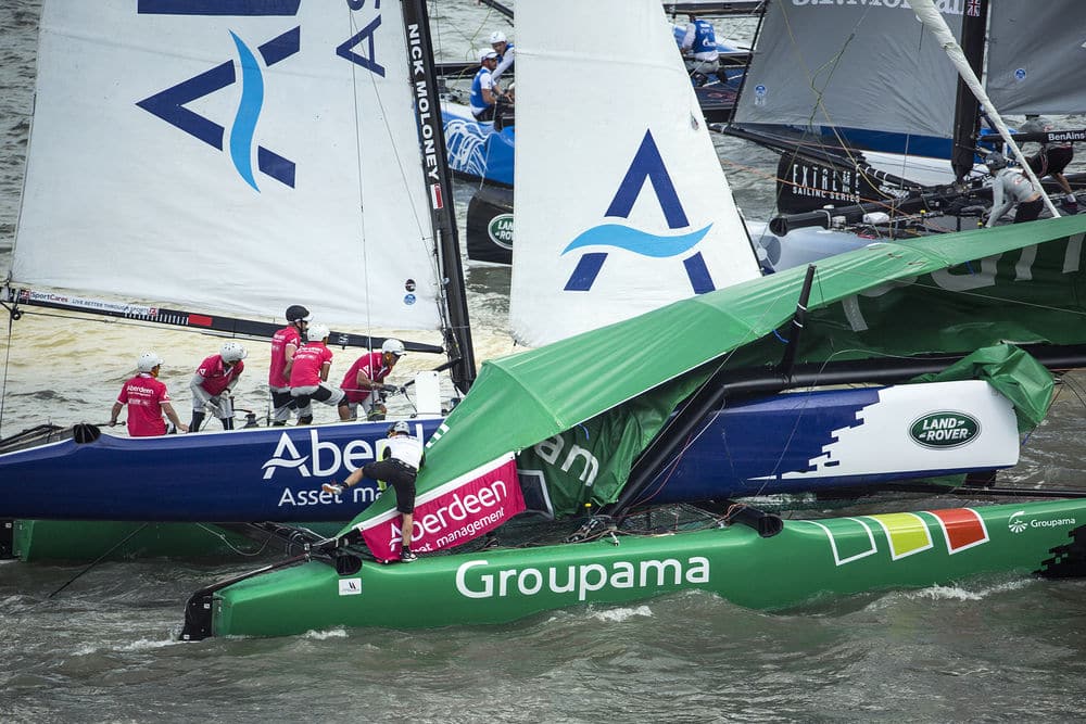Groupama in crash at Extreme Sailing Series