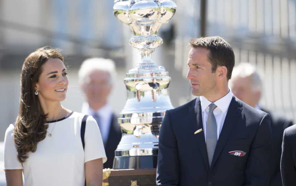 Sir Ben Ainslie and Kate Middleton with the America's Cup