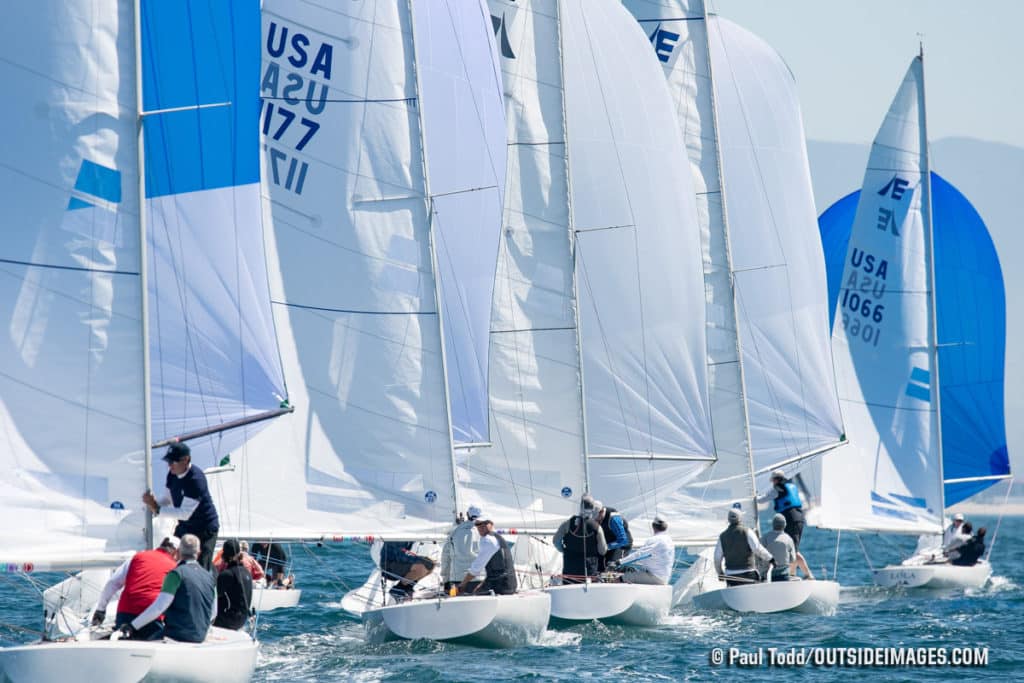 sailboats underway with spinnakers