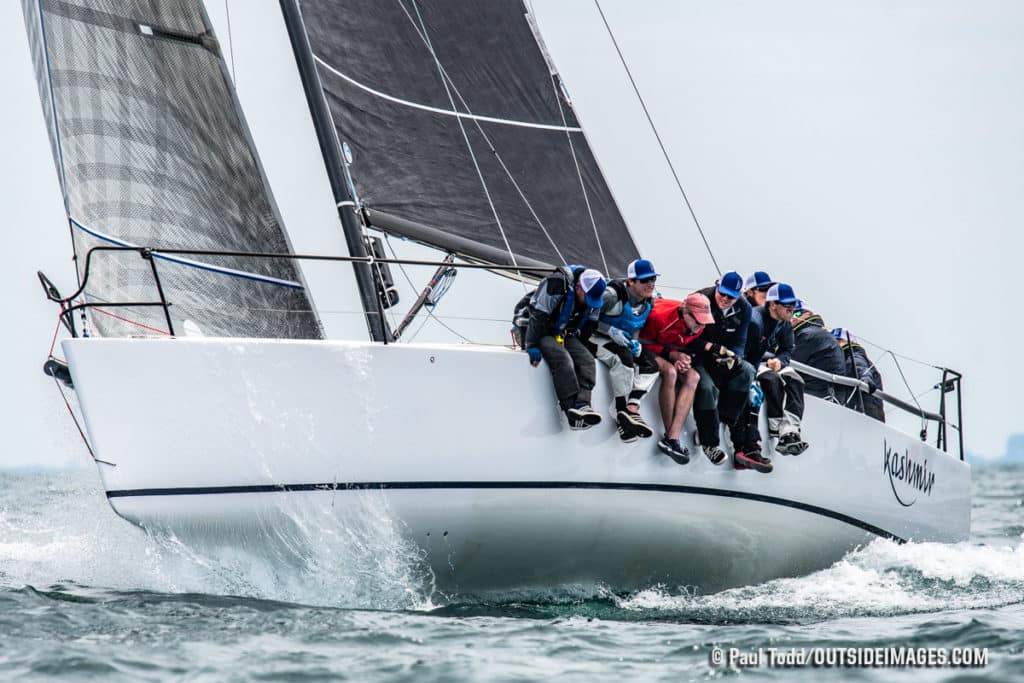 The J111 Kashmir sails upwind through Lake Michigan’s challenging sea-state on the second day of 2019 Helly Hansen NOOD Regatta Chicago.