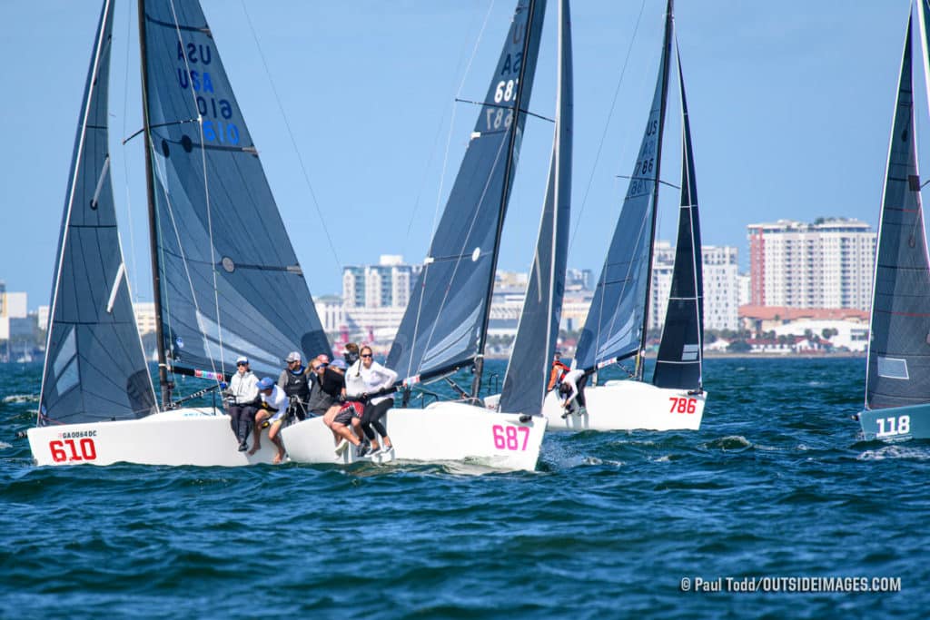 Sailboats racing on Tampa Bay off St. Petersburg, Florida