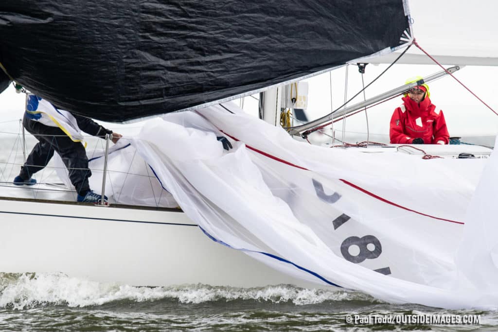 Downed sail of a sailboat