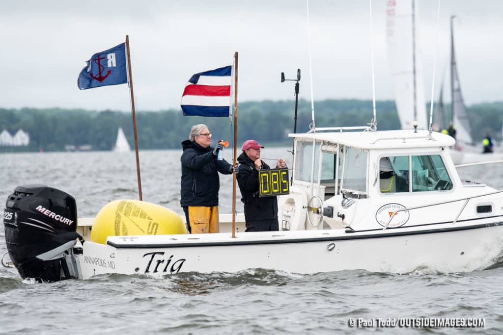 Sailboat with flags flying