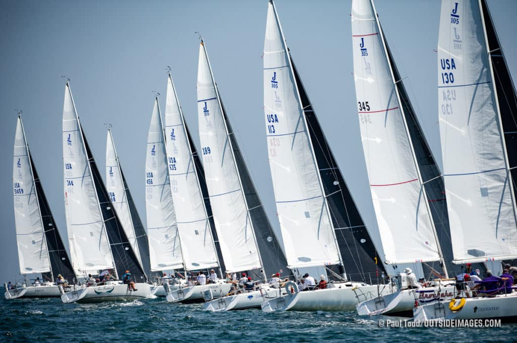 J/105 sailboat fleet at the 2019 Marblehead NOOD Regatta