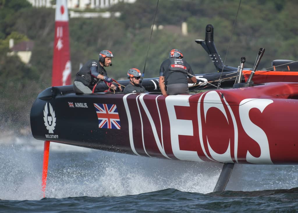 Ben Ainslie and Great Britain SailGP Team on the F50 in Sydney Australia in 2020.