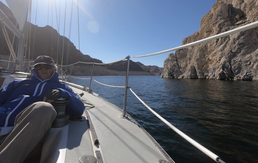 sailboat sailing near Hoover Dam