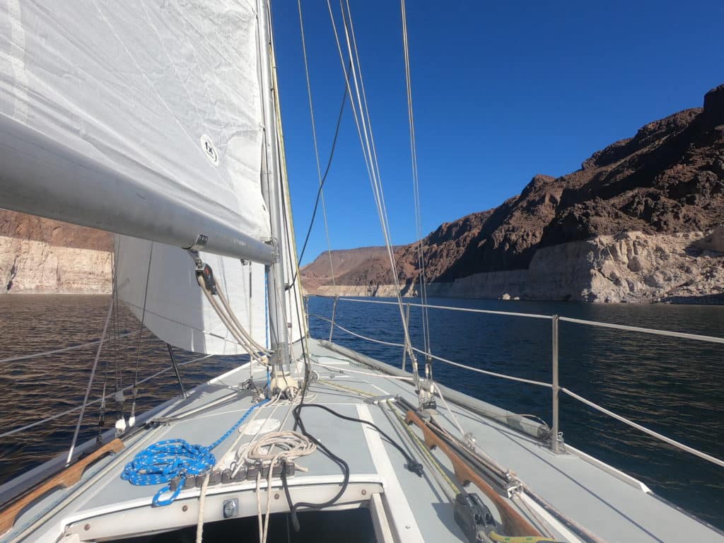 sailboat sailing near Hoover Dam