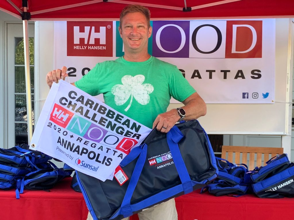 Will Crump, winning skipper of the J/80 fleet at the 2020 Helly Hansen NOOD Annapolis. Crump and his crew were selected as the overall winners of the regatta.