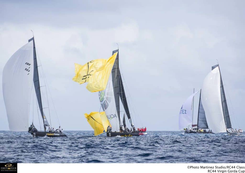 RC44s racing offshore of Virgin Gorda