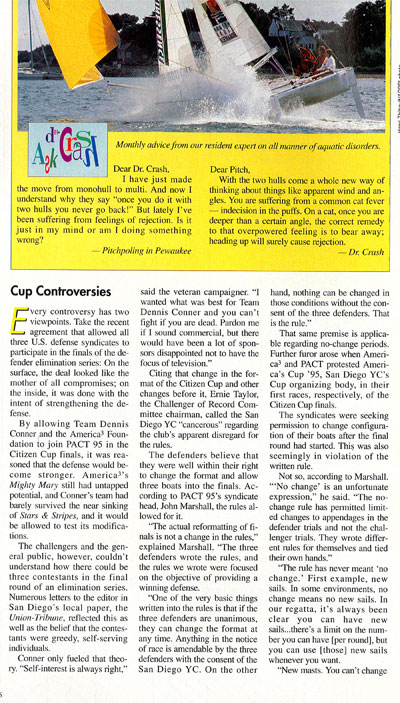 america's cup controversy article 1995
