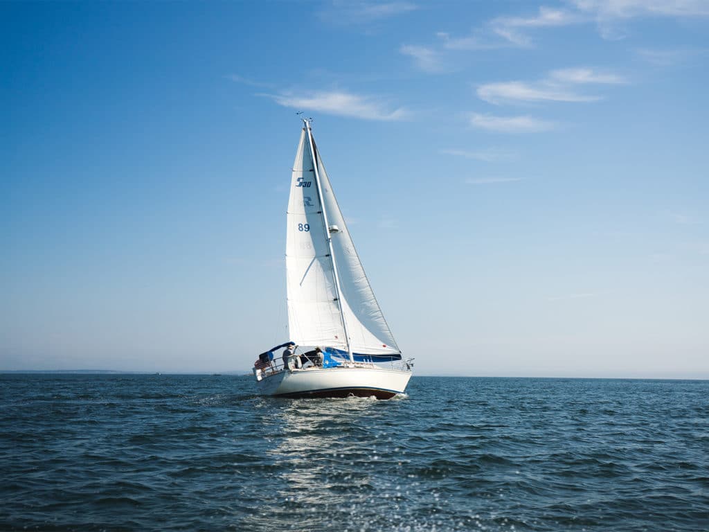 A sailboat on the water.