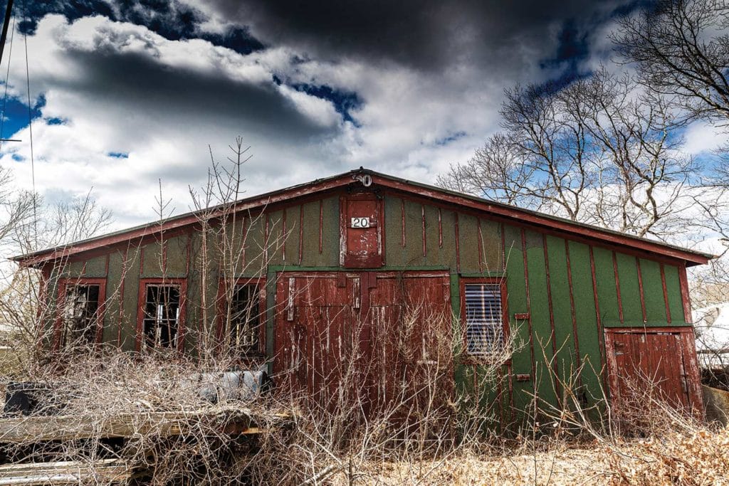 A shipbuilding warehouse.