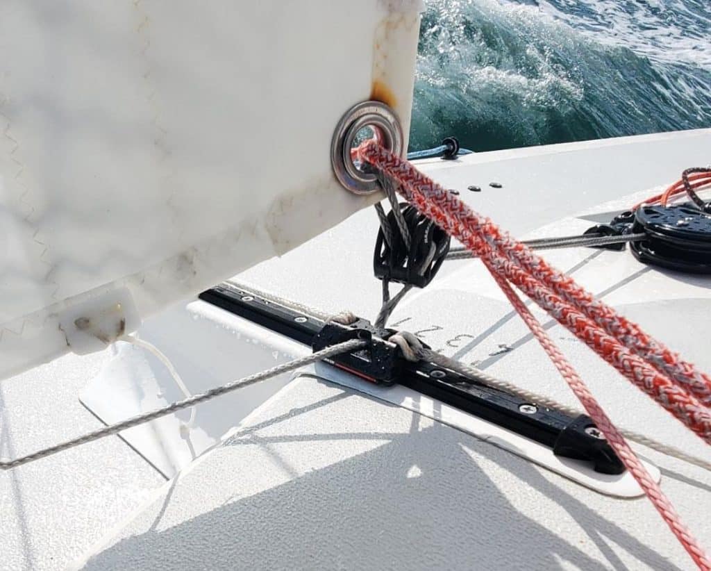 jib car on an Etchells sailboat