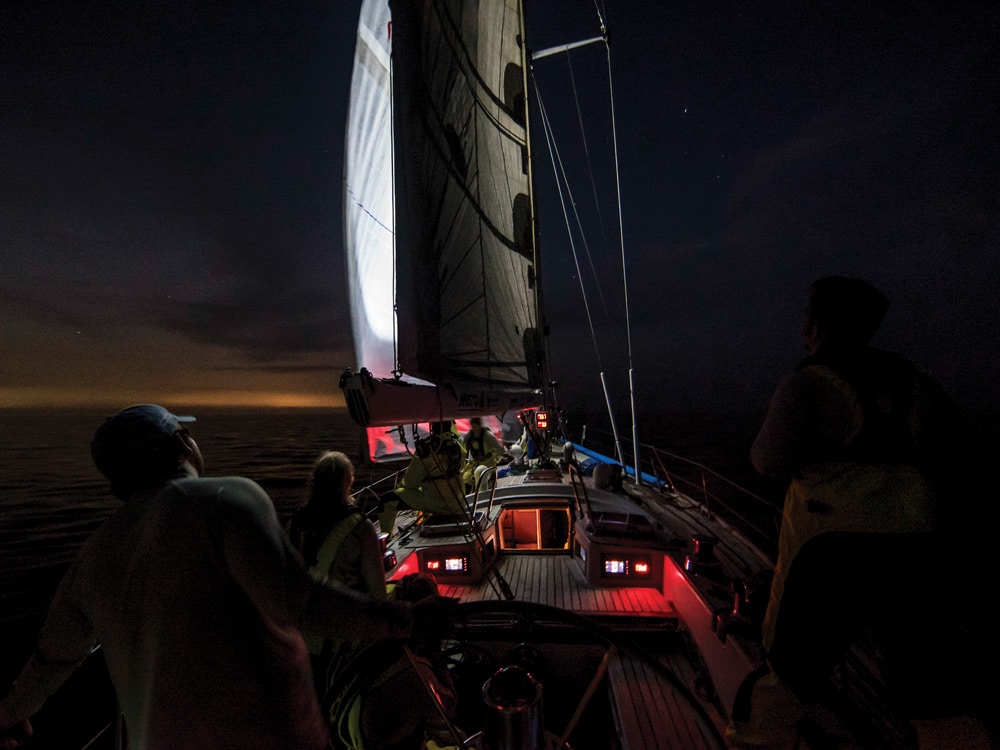 Trimming the sail at night