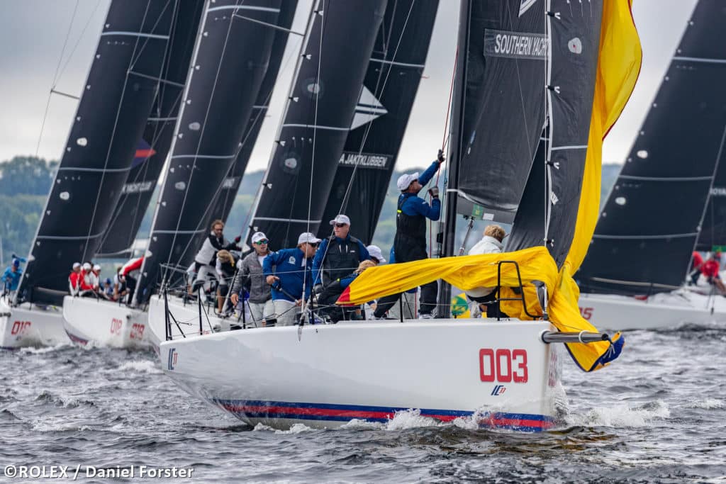 NYYC Invitational Cup yachts racing in Newport with spinnakers