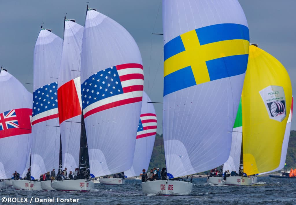 NYYC Invitational Cup yachts racing in Newport with spinnakers