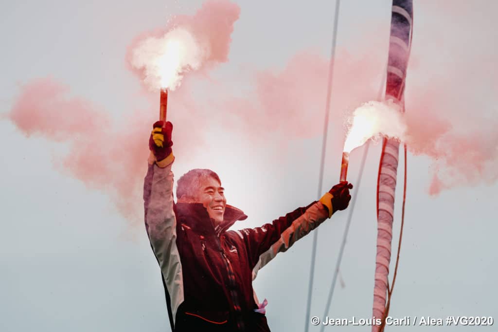 Kojiro Shiraishi, the 53-year-old Japanese solo skipper of DMG MORI, crossed the finish line off Les Sables d’Olonne at 10:52:58hrs UTC this Thursday 11th February to take 16th place in the Vendée Globe