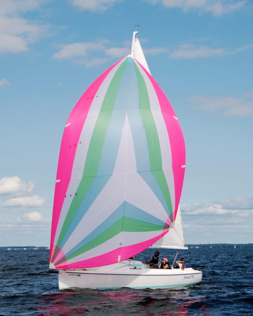 The Tartan 245 with optional asymmetric spinnaker option, under sail in Annapolis, Maryland.