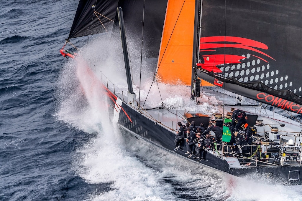 Rolex Middle Sea Race monohull line honors winner, Comanche, posted and elapsed time of 40 hours 17 minutes and 45 seconds, well inside the record.