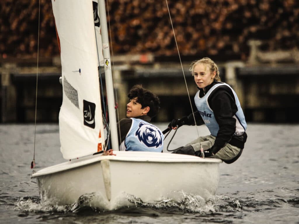 High school sailors Sophia Hubbard and Yuri Berebitsky