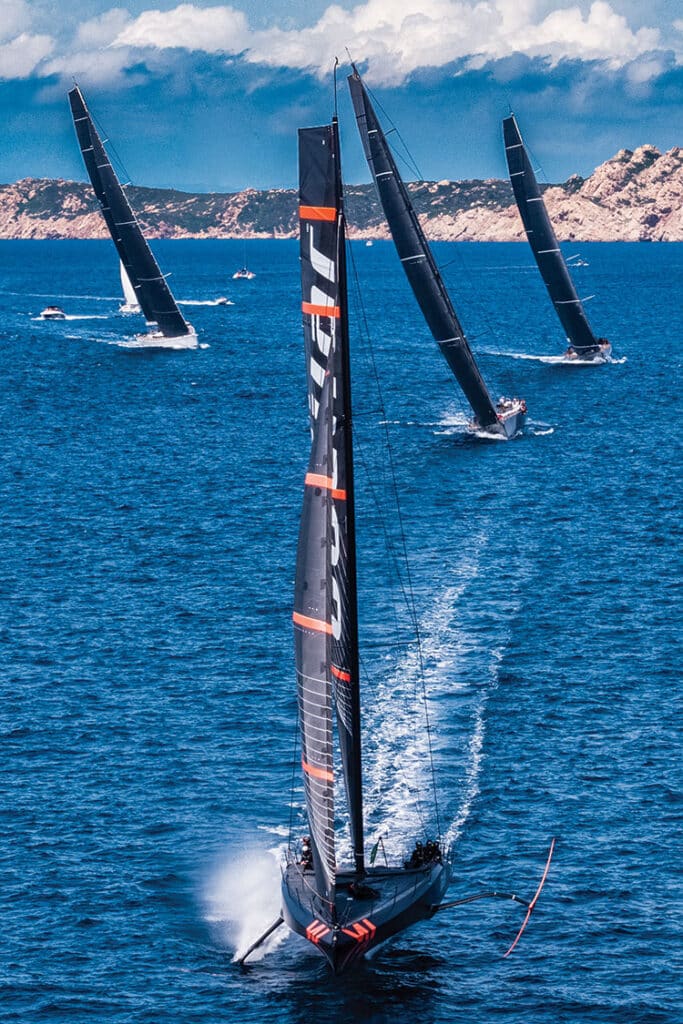 Foiling boats in the Maxi Yacht Rolex Cup