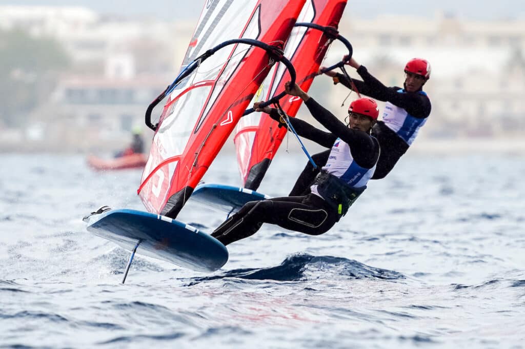 Foiling windsurfers compete in Spain