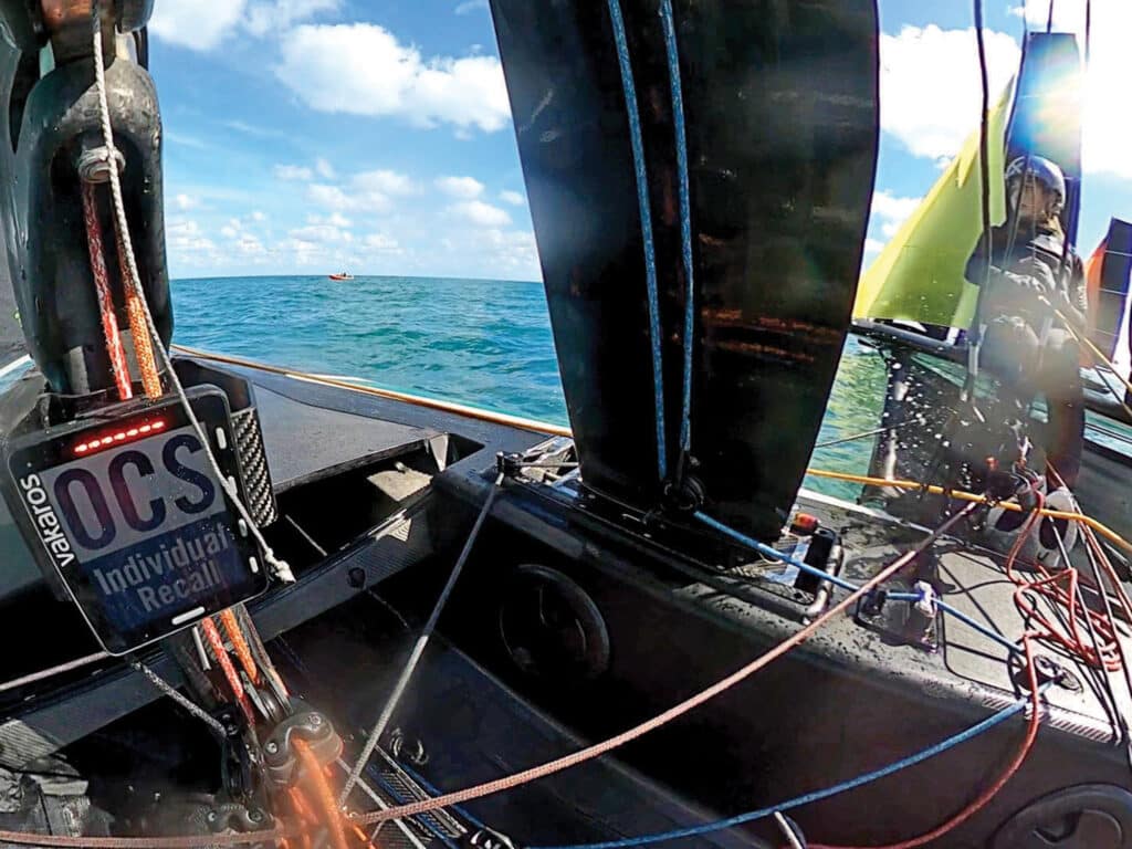 Vakaros testing on catamaran during the 69F Sailing Series