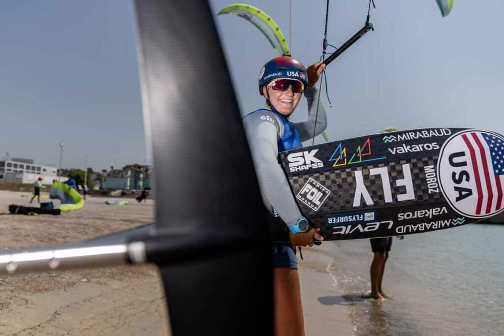 Daniela Moroz with kiteboard