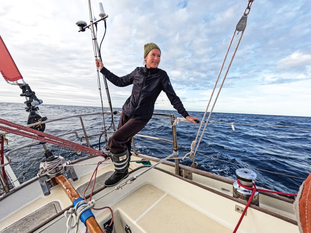 Neuschäfer on her 36-foot cutter Minnehaha