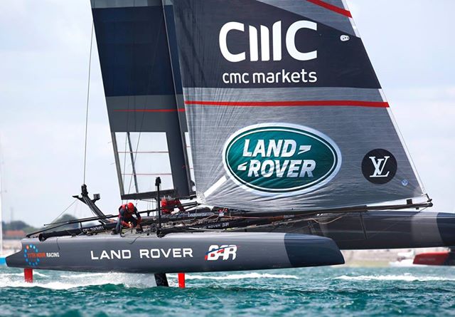 Land Rover BAR practice in the Solent for the weekend's racing.