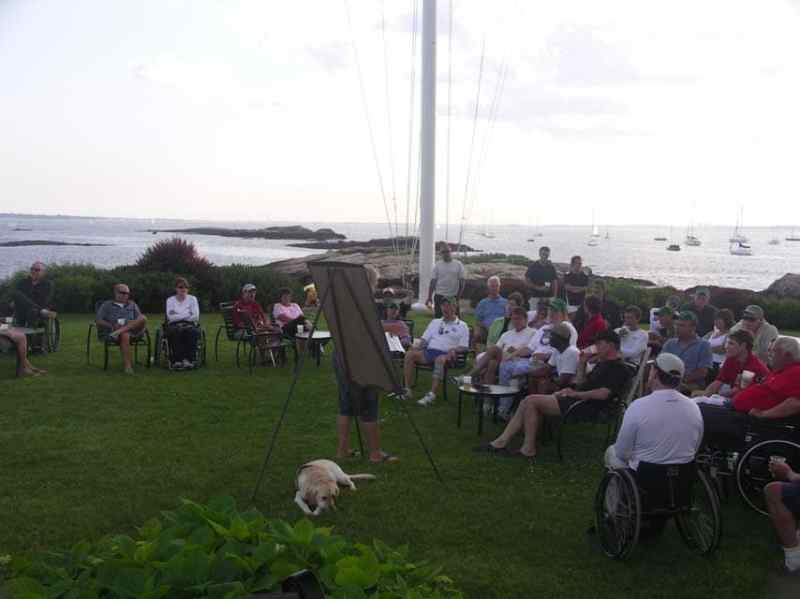 Betsy Alison wraps up a day of racing by sharing some insight at the debrief.