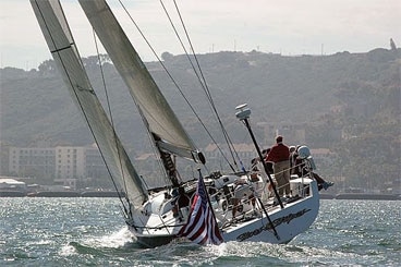 Dennis Conner's Farr 60 Stars & Stripes tuning up for the 2008 San Diego YC's Puerto Vallarta race.