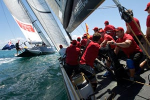 The French Pataugas by K-Challenge team fell to ETNZ in both team's final races in Round Robin 1. The French team must now be one of the top two teams in the silver fleet to advance to the next round.