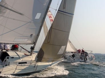 David Spence’s J/105 Synergy takes the easy cross in tightly-bunched 105
race. David Spence's J/105 Synergy takes the easy cross in tightly-bunched 105 race.