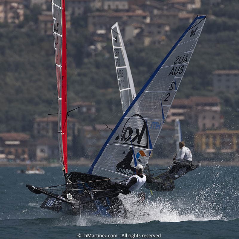 12_17352  ©Th.Martinez/Sea&Co.  CAMPIONE DEL GARDA - ITALY . 23 August  2012 . 2012 ZHIK NAUTICA MOTH WORLDS. Day 5.06-John Harris(AUS6), 02-Joe Turner(AUS2)