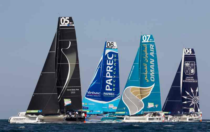 Route des Princes Route des Princes. Valencia. Spain
The Oman Air MOD70 - Musandam skippered by Sidney Gavignet (FRA) with team mates Thomas LeBreton (FRA), Fahad Al Hasni (OMA), Neal McDonald (GBR),Damian Foxall (IRL), Ahmed Al Hassani (OMA) and Giles Favennec (FRA)