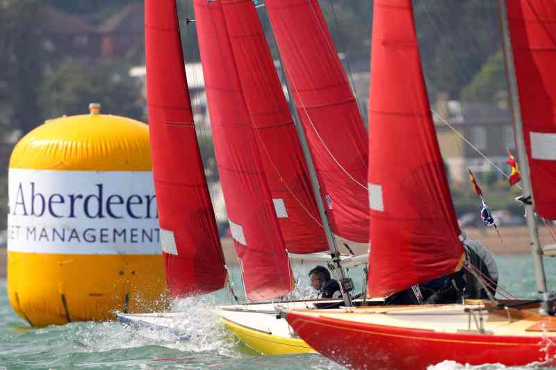 COWES, UNITED KINGDOM - AUGUST 12: Race action in the Redwing class during day two of the Aberdeen Asset Management Cowes Week on August 12, 2012 in Cowes, Isle of Wight. (Photo by Richard Langdon/Getty Images)