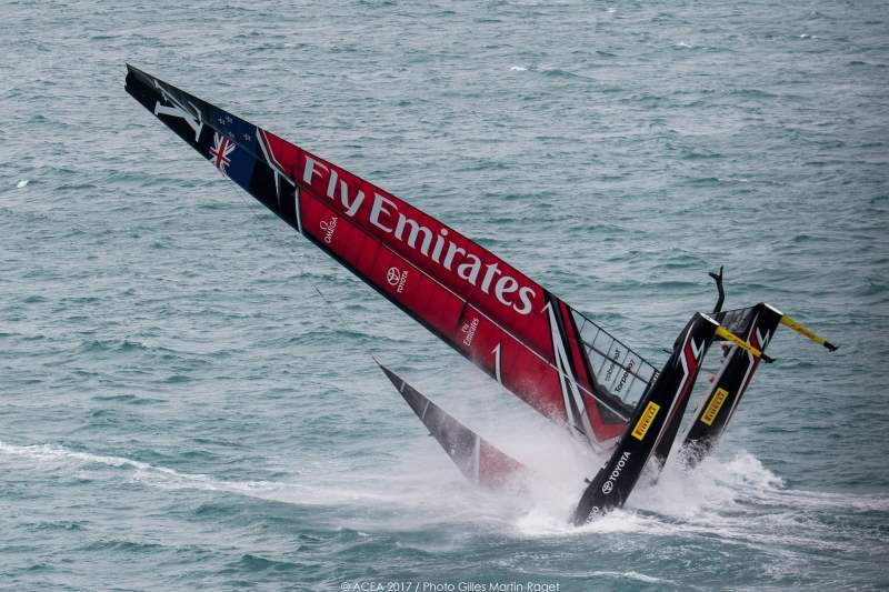 06/06/2017 - Bermuda (BDA) - 35th America's Cup Bermuda 2017 - Louis Vuitton America's Cup Playoffs Semi-Finals, Day 3 - Emirates Team New Zealand Capsize