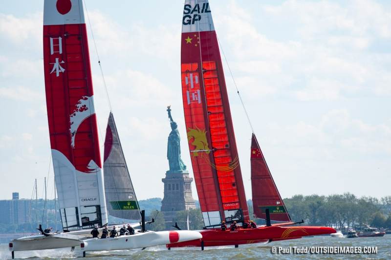 Sailing pictures of SailGP New York City June 21st - 22nd on the Hudson River.
Friday, race day 1 with a great breeze for sailing with New York city as a iconic backdrop.
National teams representing the United States, Australia, China, France, Great Britain and Japan will all race in identical hydrofoiling catamarans – known as the F50 – as they battle for the New York SailGP title.
The first of the league’s six F50s to arrive in New York waters, the U.S. SailGP Team grabbed the attention of shore-side and on-water viewers alike as it sped by. The hydrofoiling F50 features cutting-edge technology that has been in development for nearly 10 years and is capable of reaching speeds never before seen in sailing competition.
©Paul Todd/OUTSIDEIMAGES.COM
OUTSIDE IMAGES PHOTO AGENCY