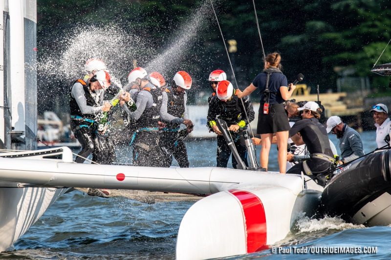 Sailing pictures of SailGP New York City June 21st - 22nd on the Hudson River.
Overall winner of the SailGP New York series Nathan Outteridge and his JAPAN SAILGP TEAM.
Saturday, the last day of racing here on the Hudson with a great breeze.
National teams representing the United States, Australia, China, France, Great Britain and Japan will all race in identical hydrofoiling catamarans – known as the F50 – as they battle for the New York SailGP title.
The first of the league’s six F50s to arrive in New York waters, the U.S. SailGP Team grabbed the attention of shore-side and on-water viewers alike as it sped by. The hydrofoiling F50 features cutting-edge technology that has been in development for nearly 10 years and is capable of reaching speeds never before seen in sailing competition.
©Paul Todd/OUTSIDEIMAGES.COM 
OUTSIDE IMAGES PHOTO AGENCY