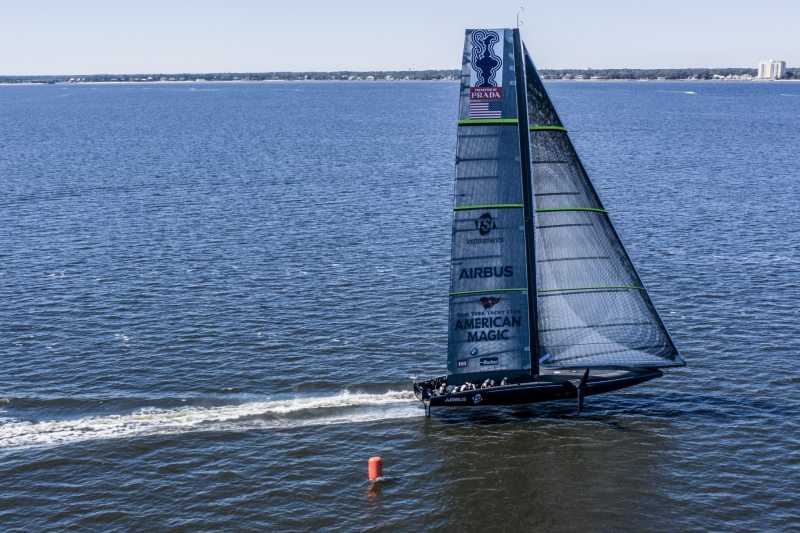 America's Cup yacht Defiant practicing in Pensacola, Florida