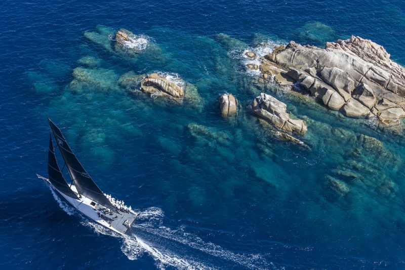 Racing off the magnificent, but rocky Costa Smeralda.