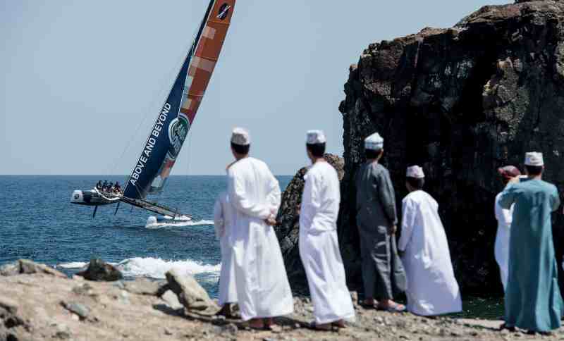 Local Omanis look on to the Land Rover Extreme 40 sailing in Oman. How do we move these spectators from watching to doing?