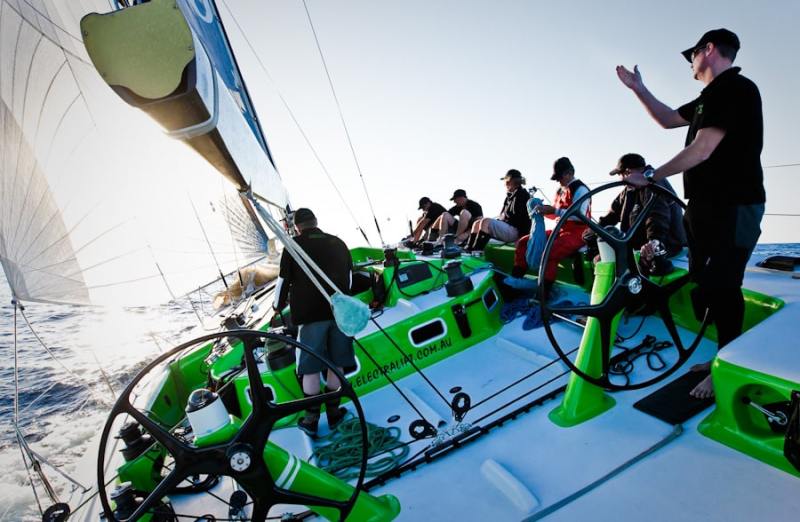 Owner Craig Ellis at the helm of Future Shock during day two of the race. Future Shock completed the race in 1 day and 20 hours - Racing action during the 2010 Audi Sydney Gold Coast Yacht race, photographed from aboard competing yacht "Future Shock" 56ft Elliott. Photography by Craig Greenhill -SALTWATERIMAGES. Images availble for publication. Contact Craig Greenhill 0438302040 craig@saltwaterimages.com.au prior to publications - free to use for one use on internet with credit to SALTWATERIMAGES - for magazine use please make contact for highest resolution files. All uses must credit SALTWATERIMAGES