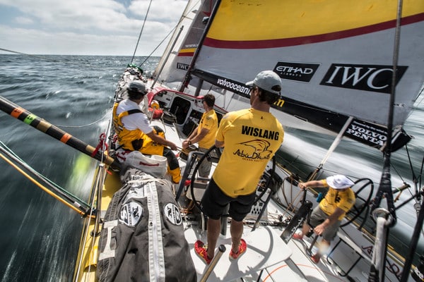 October 18, 2014. Leg 1 onboard Abu Dhabi Ocean Racing. Rocketing towards the Cape Verde Islands doing 21 kts across the North Atlantic with Daryl Wislang at the helm.