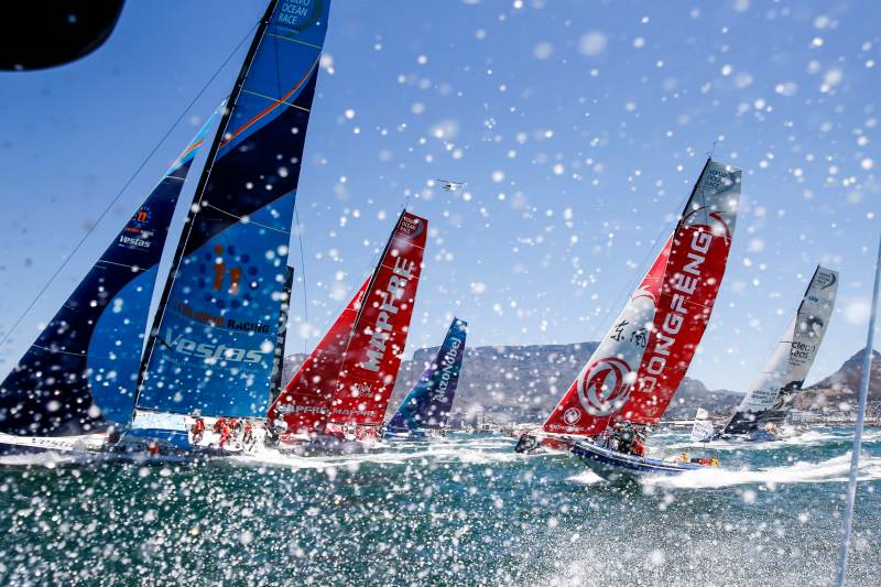 Leg 3, Cape Town to Melbourne, Start. Photo by Pedro Martinez/Volvo Ocean Race. 10 December, 2017.