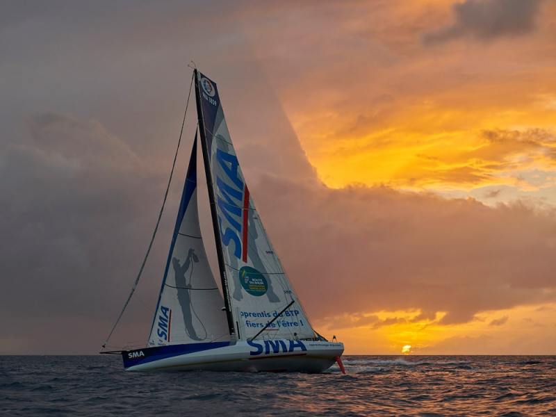 Guadeloupe, Pointe-A Pitre, ville d'arrivée de la Route Du Rhum Destination Guadeloupe 2018. Victoire en classe IMOCA de Paul Meilhat sur le monocoque IMOCA SMA