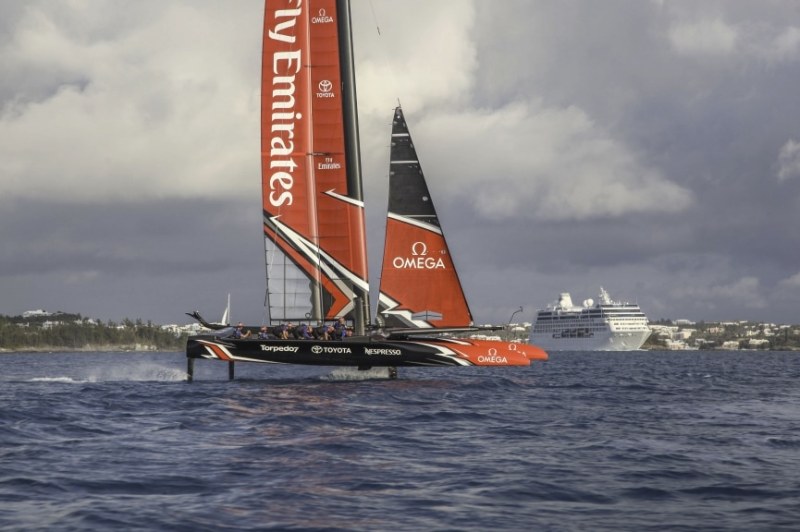 Emirates Team New Zealand prepare for their first day sailing in Bermuda 22/4/17- Emirates Team New Zealand prepare for their first day sailing in Bermuda