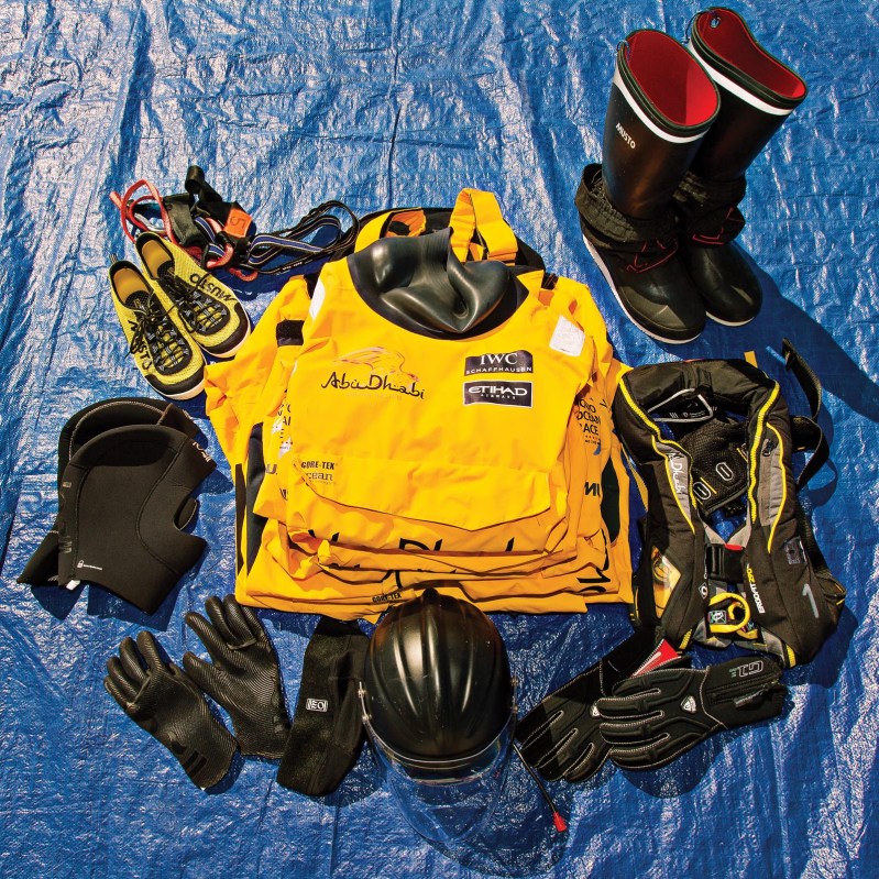 PORTUGAL, Cascais, 19th June 2014. Abu Dhabi Ocean Racing. Offshore foul weather gear. SLW1014_SW volvo