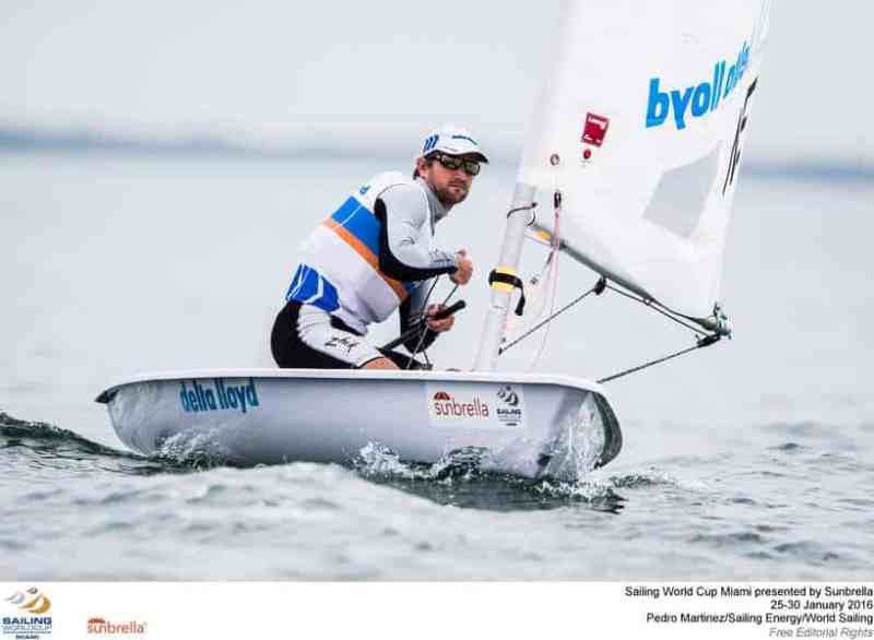 Sailing World Cup Miami 2016 Rutger van Shaardenburg (NED) leads the Laser fleet headed into Wednesday.